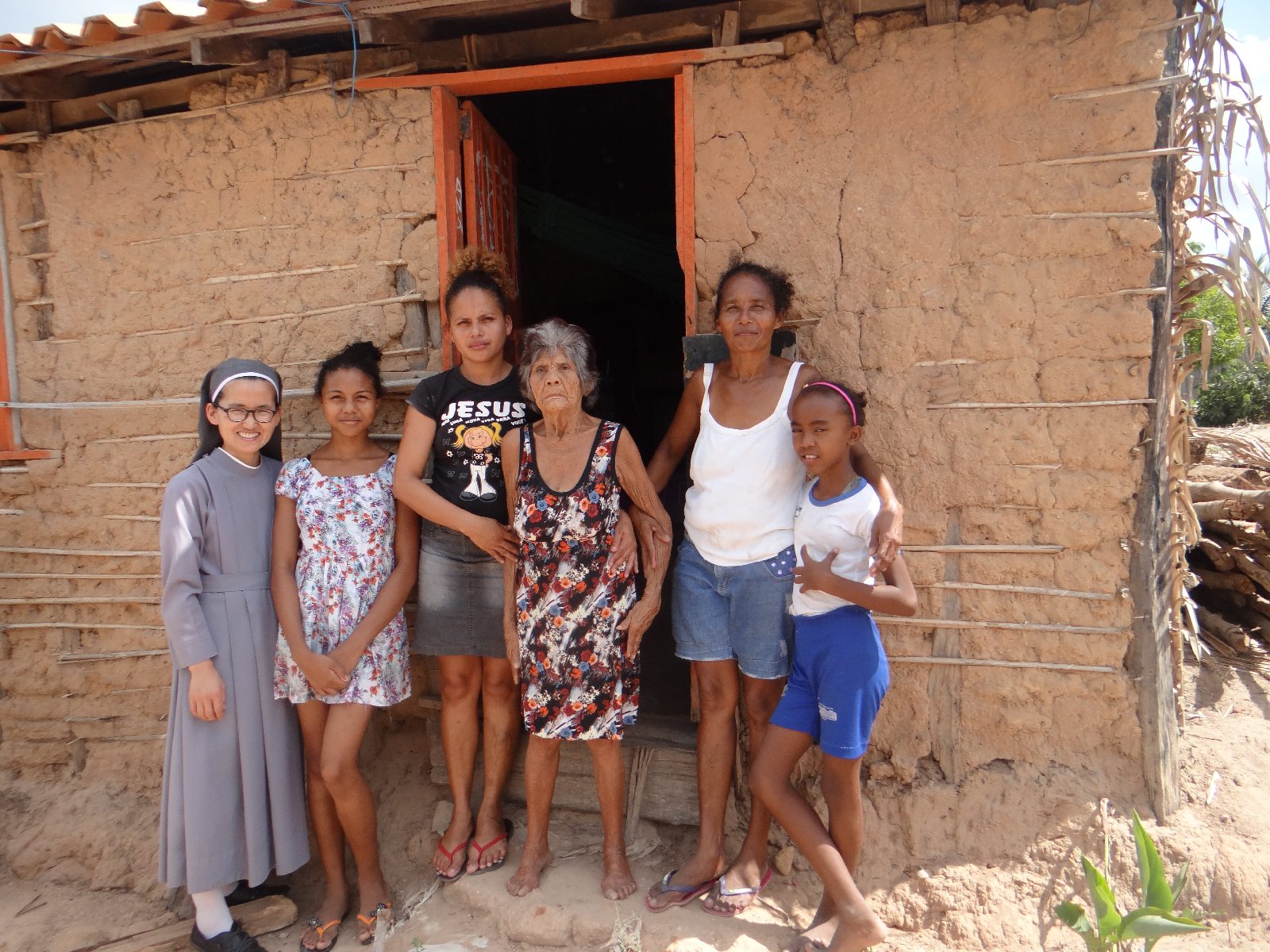 Family outside home